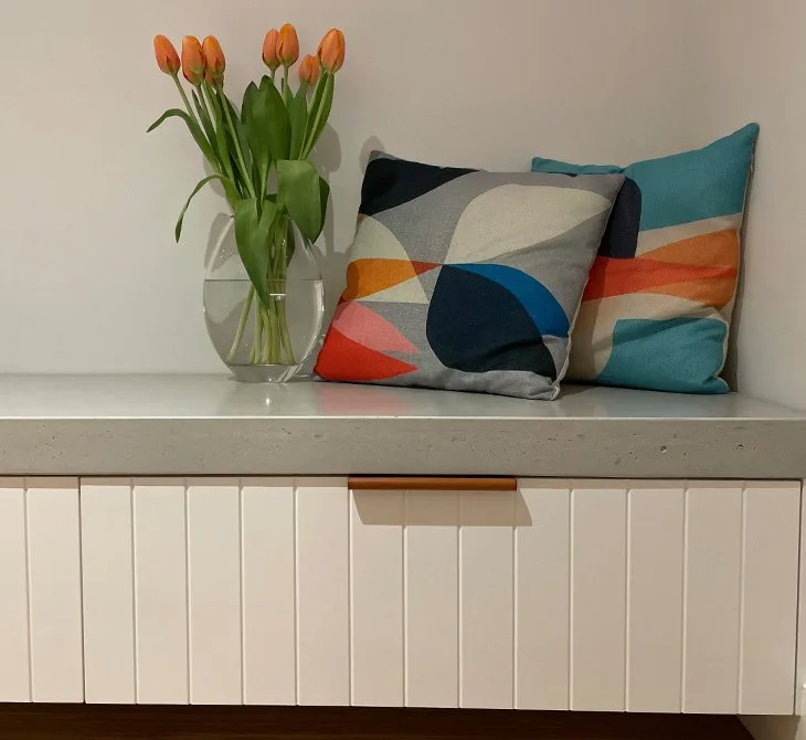 A concrete benchtop and surround in a Melbourne home