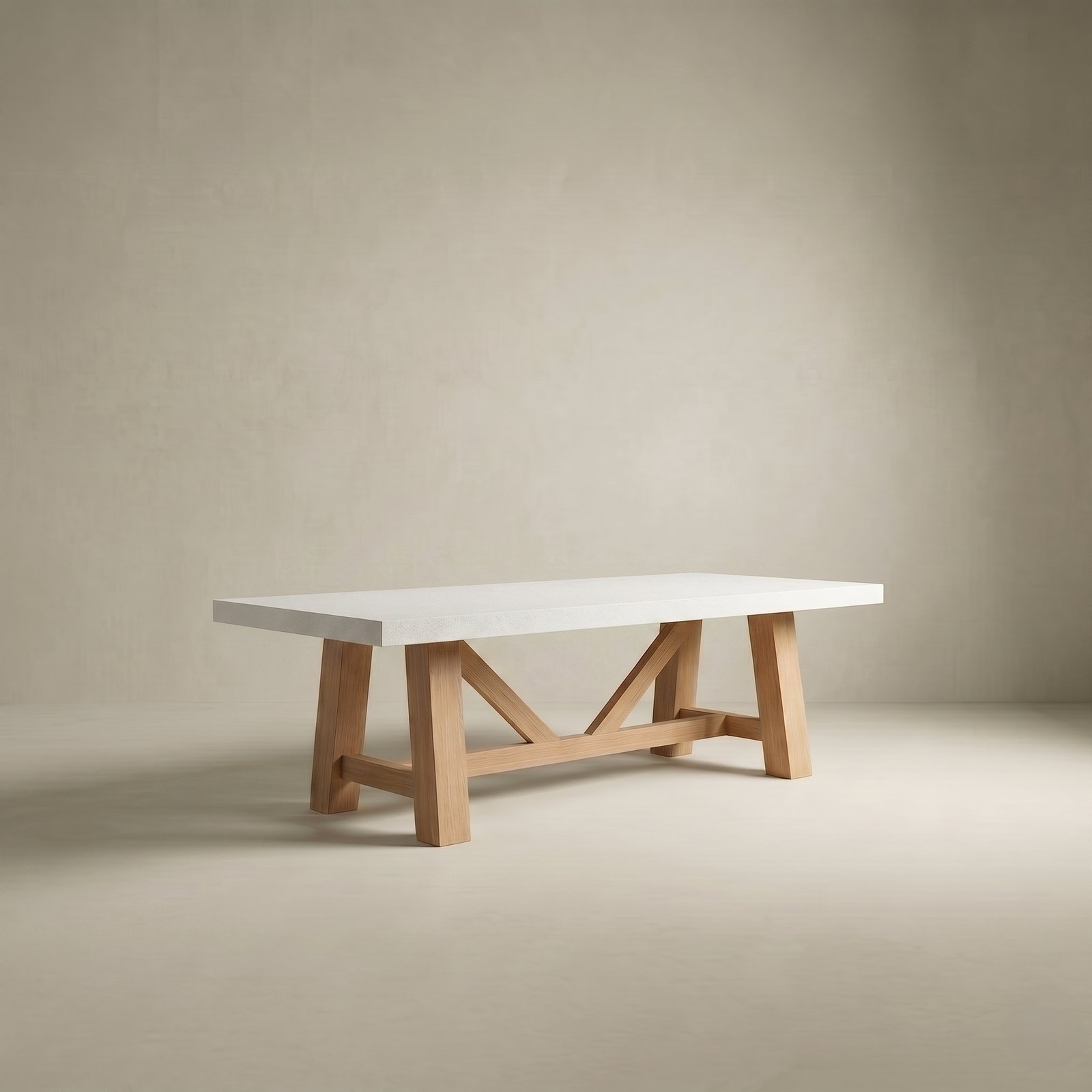 Farmhouse Concrete Dining Table - White