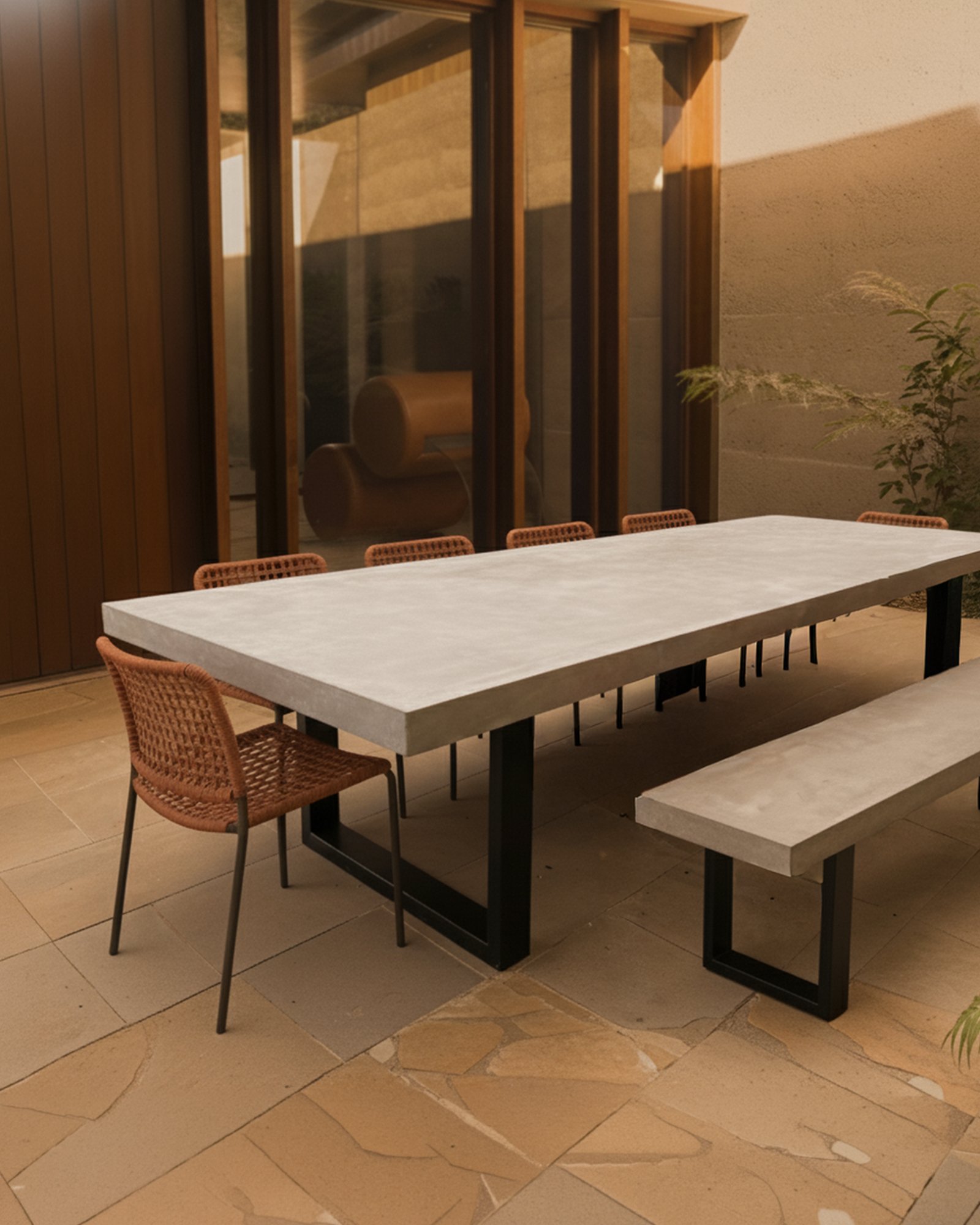 IronStone concrete dining table, studio composition 2