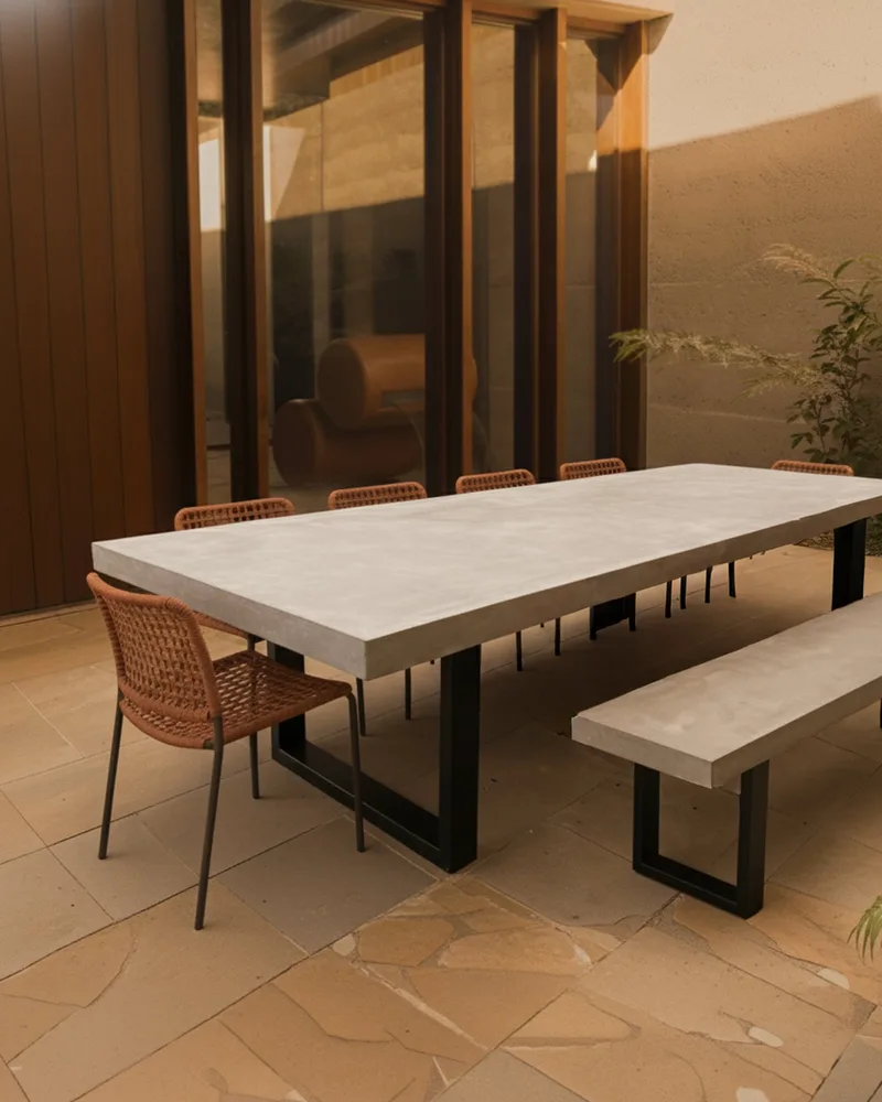 IronStone concrete dining table, studio composition 2