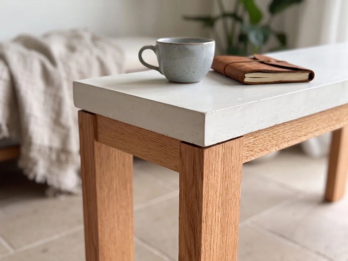 Laconian round concrete side table by SnapCo with a hand-cast top, made-to-order in Mordialloc