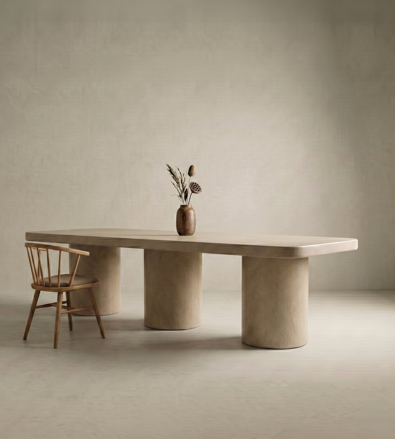 Milano rectangular concrete dining table, in situ view 46