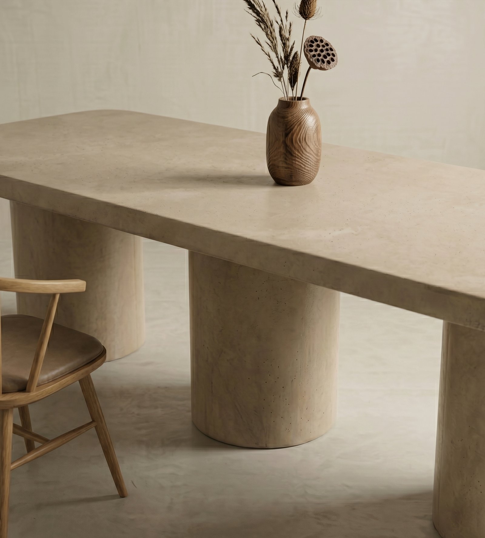 Milano rectangular concrete dining table, in situ view 47