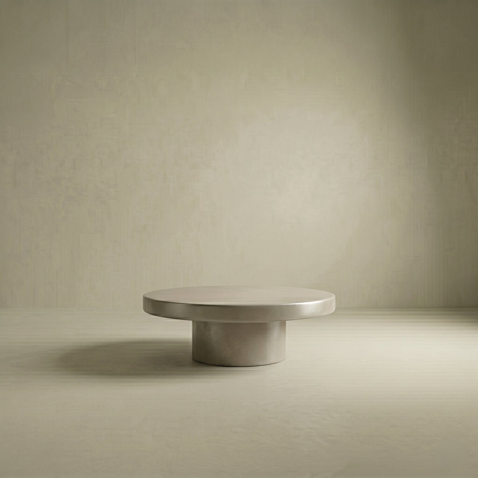 Milano round concrete coffee table studio shot on a cream backdrop