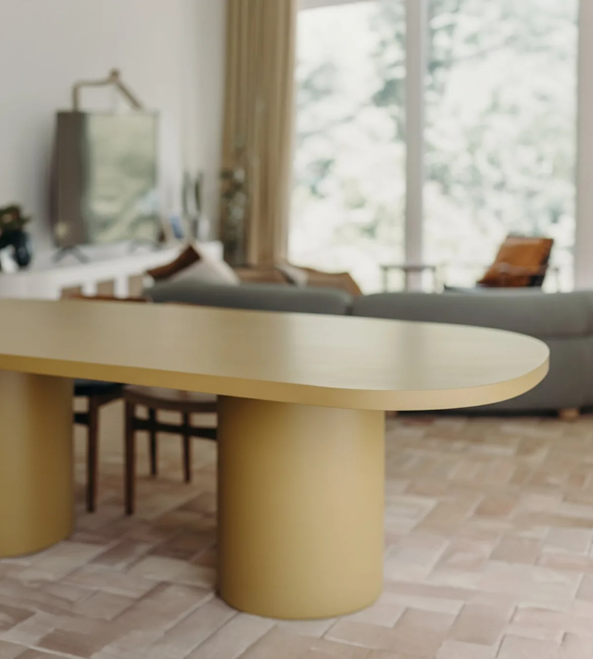 Palermo oval concrete dining table in bone white by SnapCo, hand-cast in Mordialloc