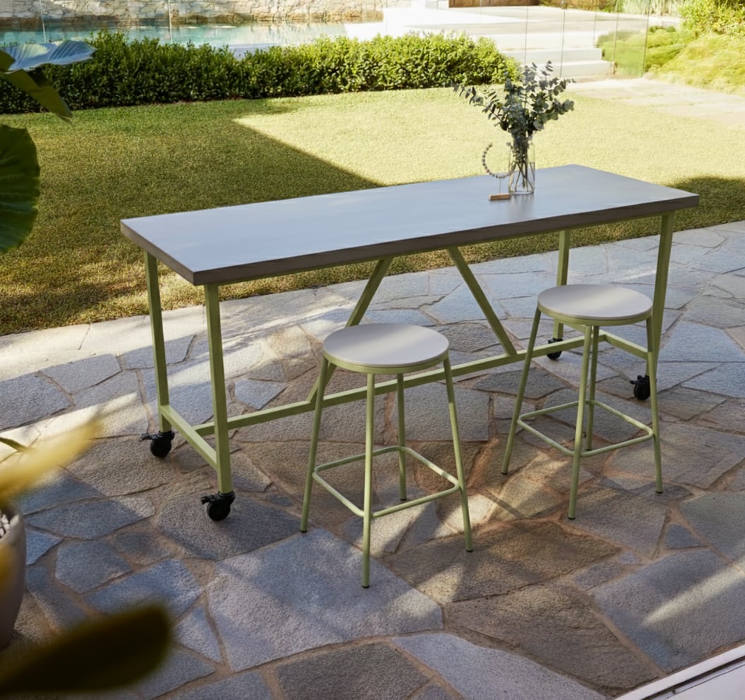 Santino concrete bar table, in situ view 2
