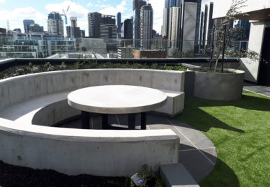 Outdoor concrete tables