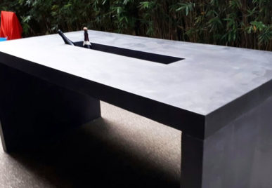 Outdoor concrete tables