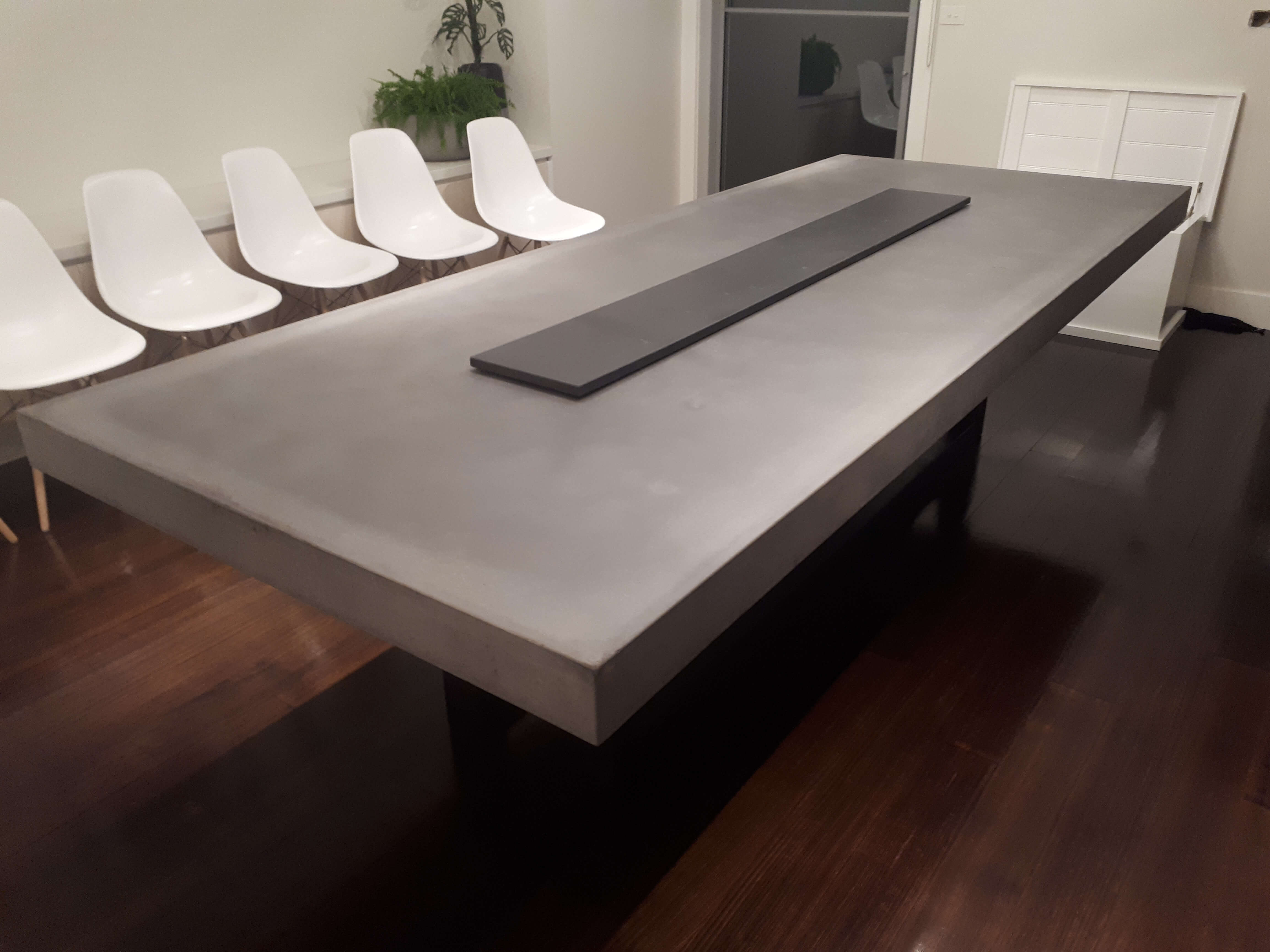 poured concrete dining room table