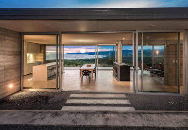 Rammed earth and steel, concrete and glass